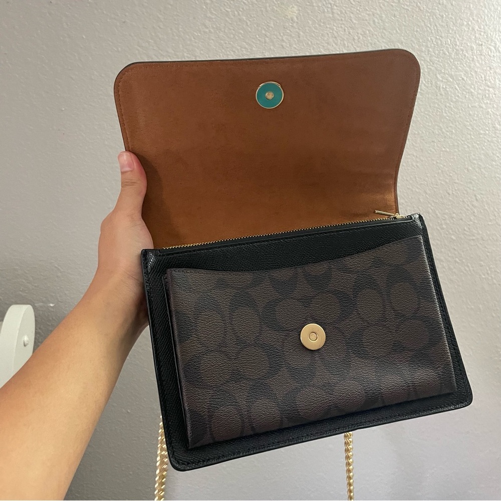 Coach Klare crossbody black gold walnut brown purse bag - Picture 10 of 13